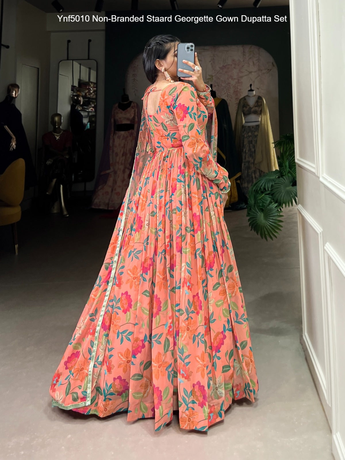 Ynf5010 Non-Branded Staard Georgette Gown Dupatta Set