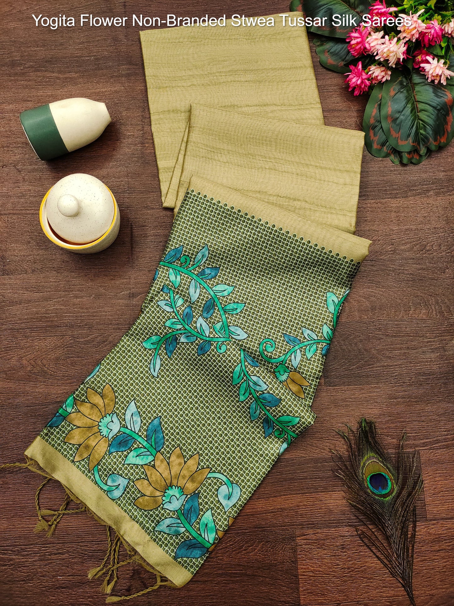 Yogita Flower Non-Branded Stwea Tussar Silk Sarees