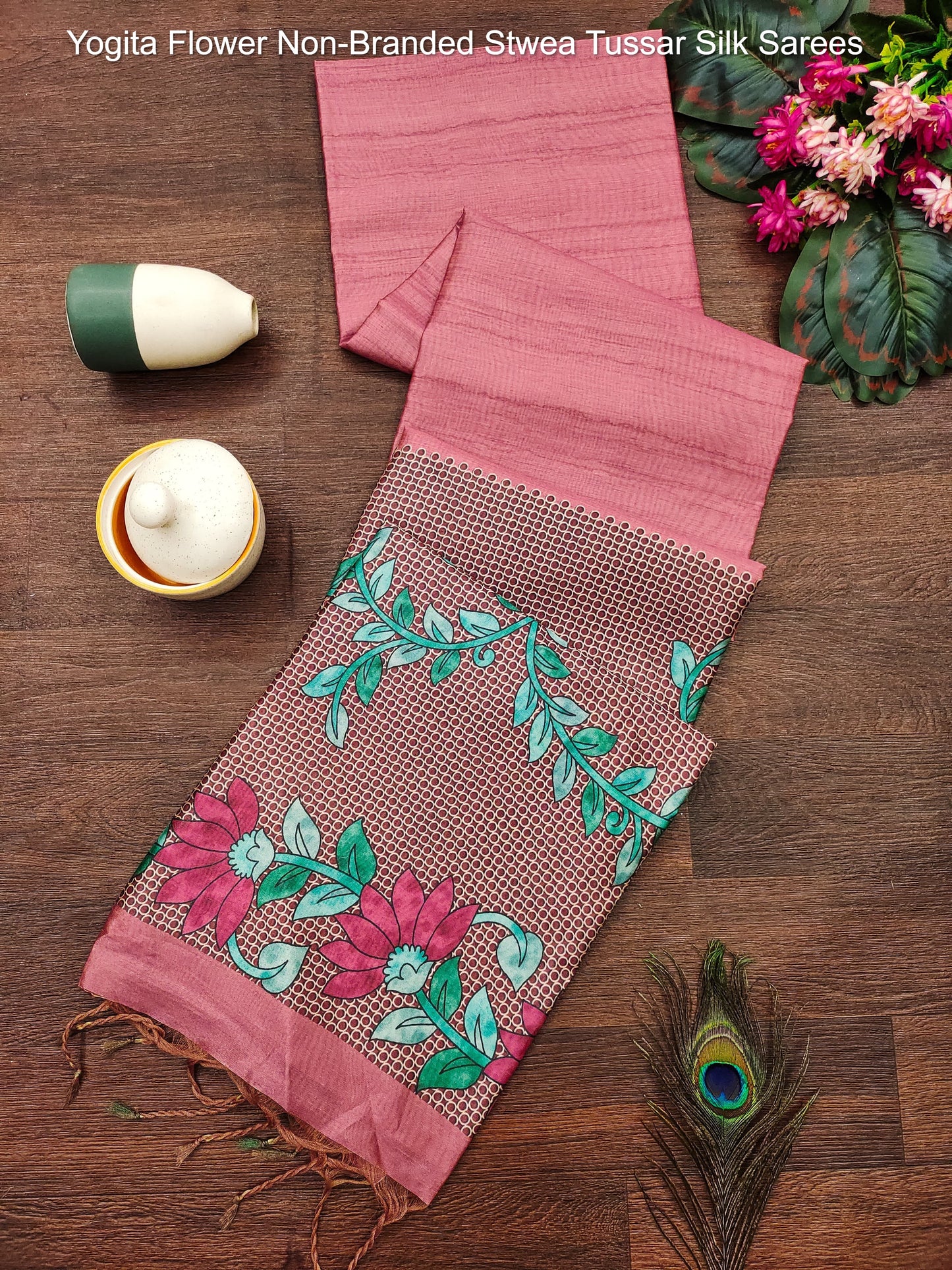 Yogita Flower Non-Branded Stwea Tussar Silk Sarees