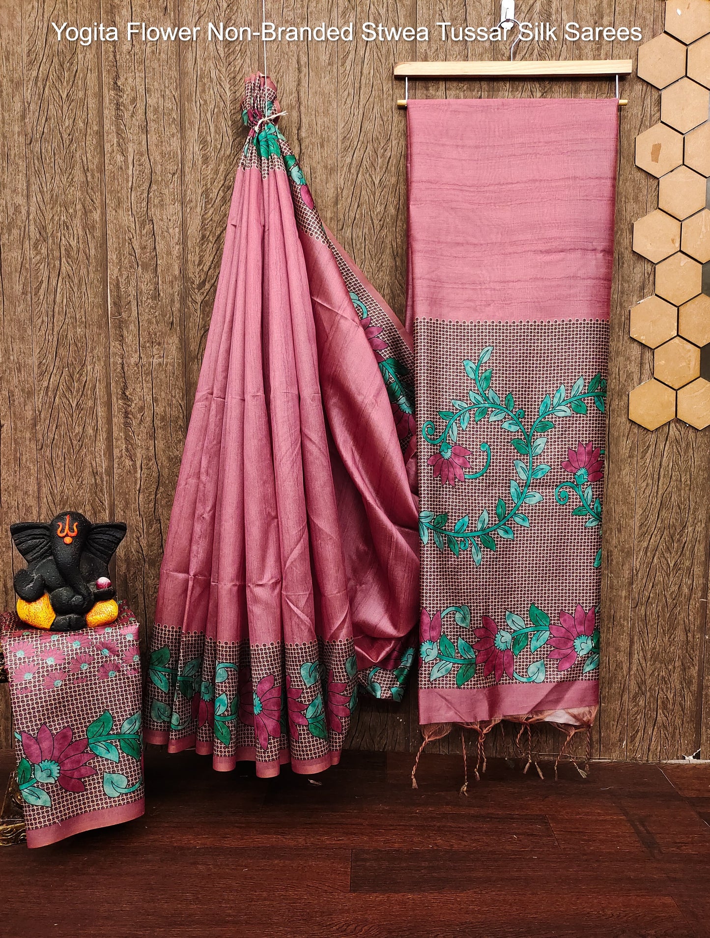 Yogita Flower Non-Branded Stwea Tussar Silk Sarees