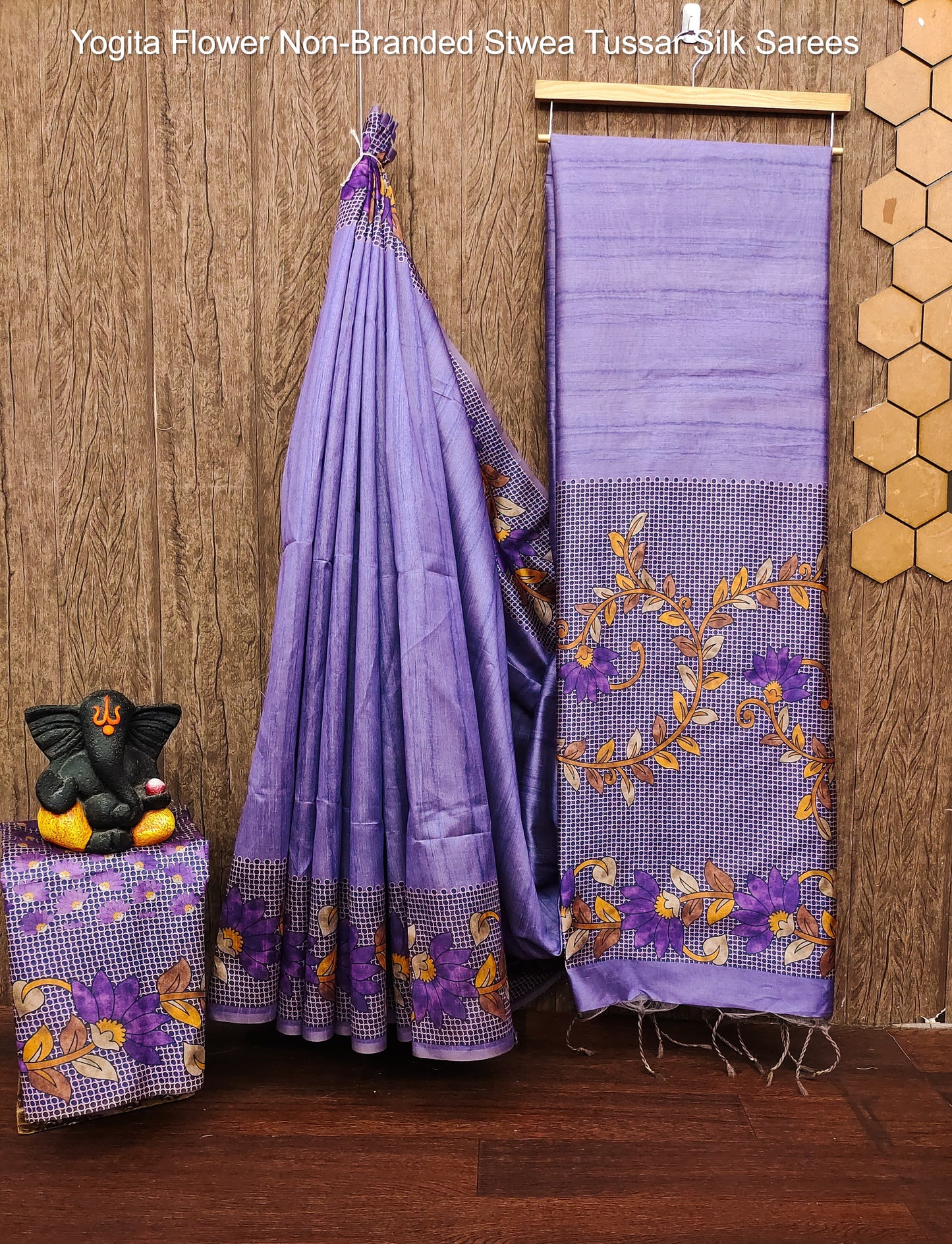 Yogita Flower Non-Branded Stwea Tussar Silk Sarees