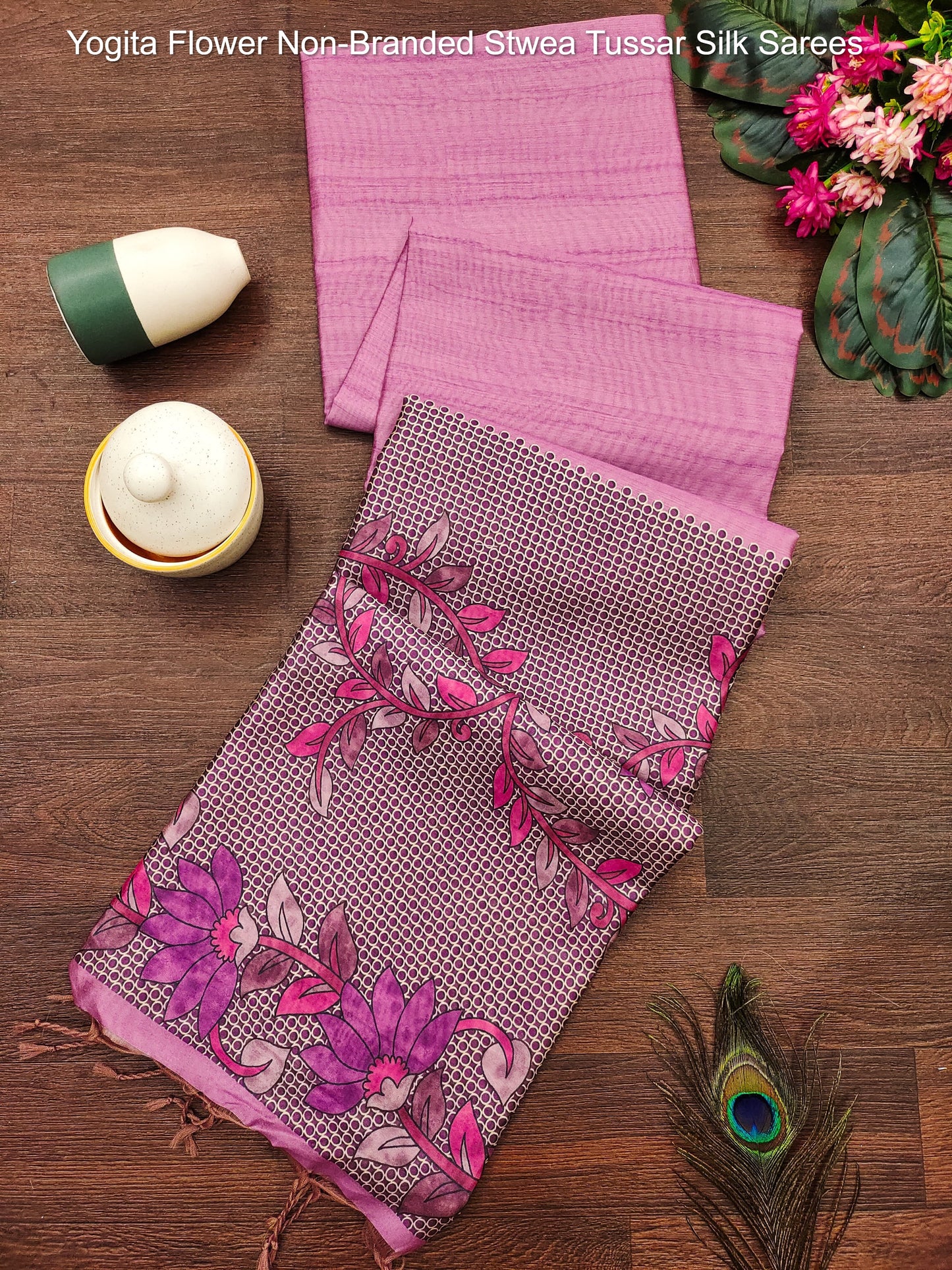 Yogita Flower Non-Branded Stwea Tussar Silk Sarees