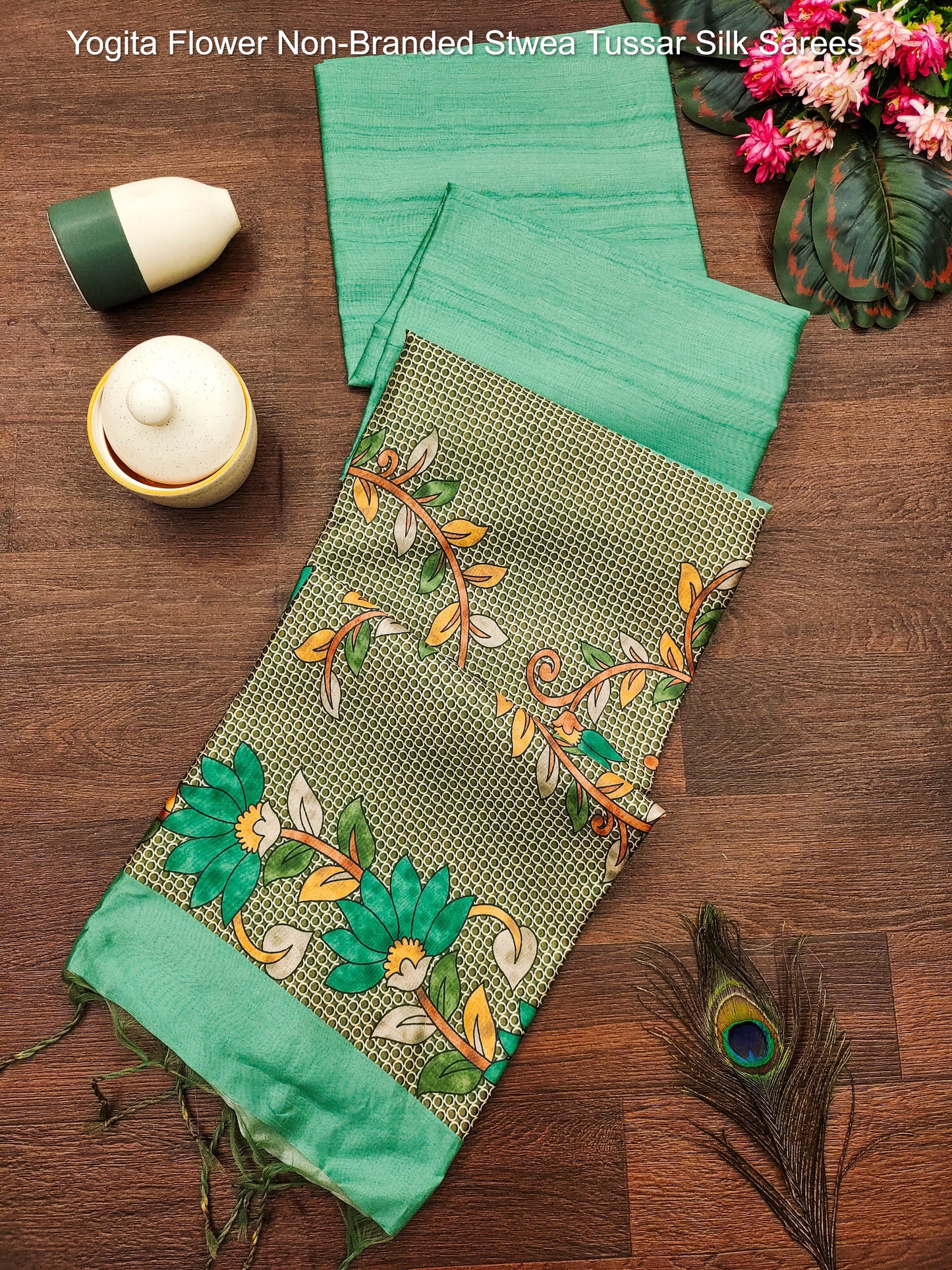 Yogita Flower Non-Branded Stwea Tussar Silk Sarees