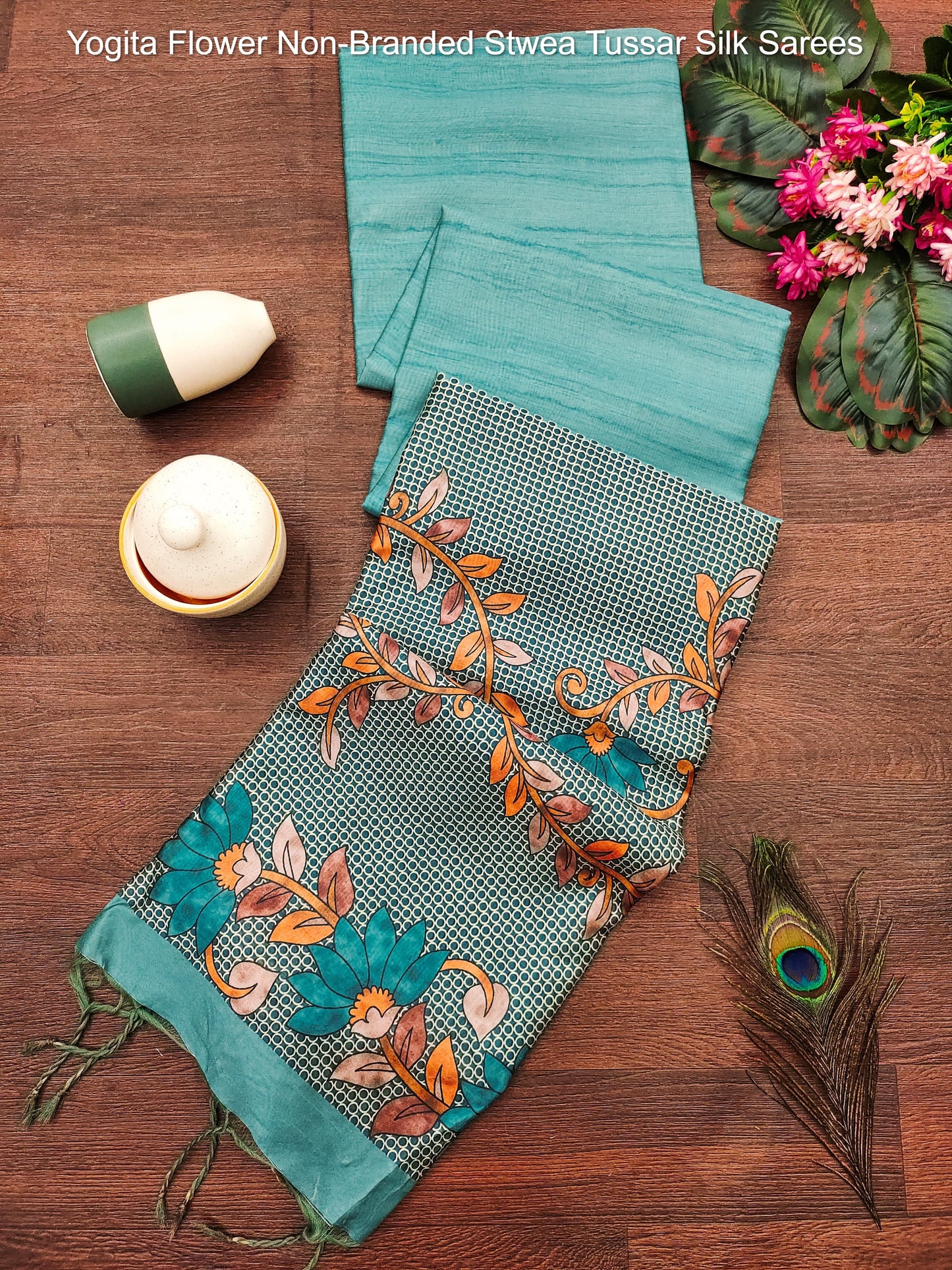 Yogita Flower Non-Branded Stwea Tussar Silk Sarees