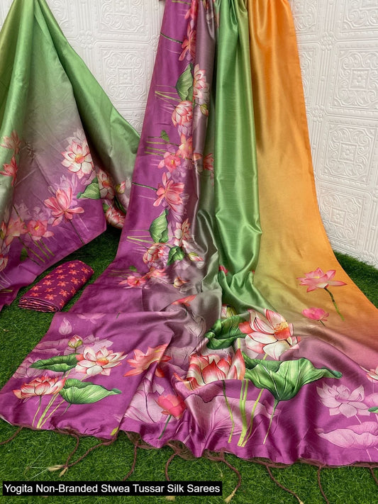 Yogita Non-Branded Stwea Tussar Silk Sarees