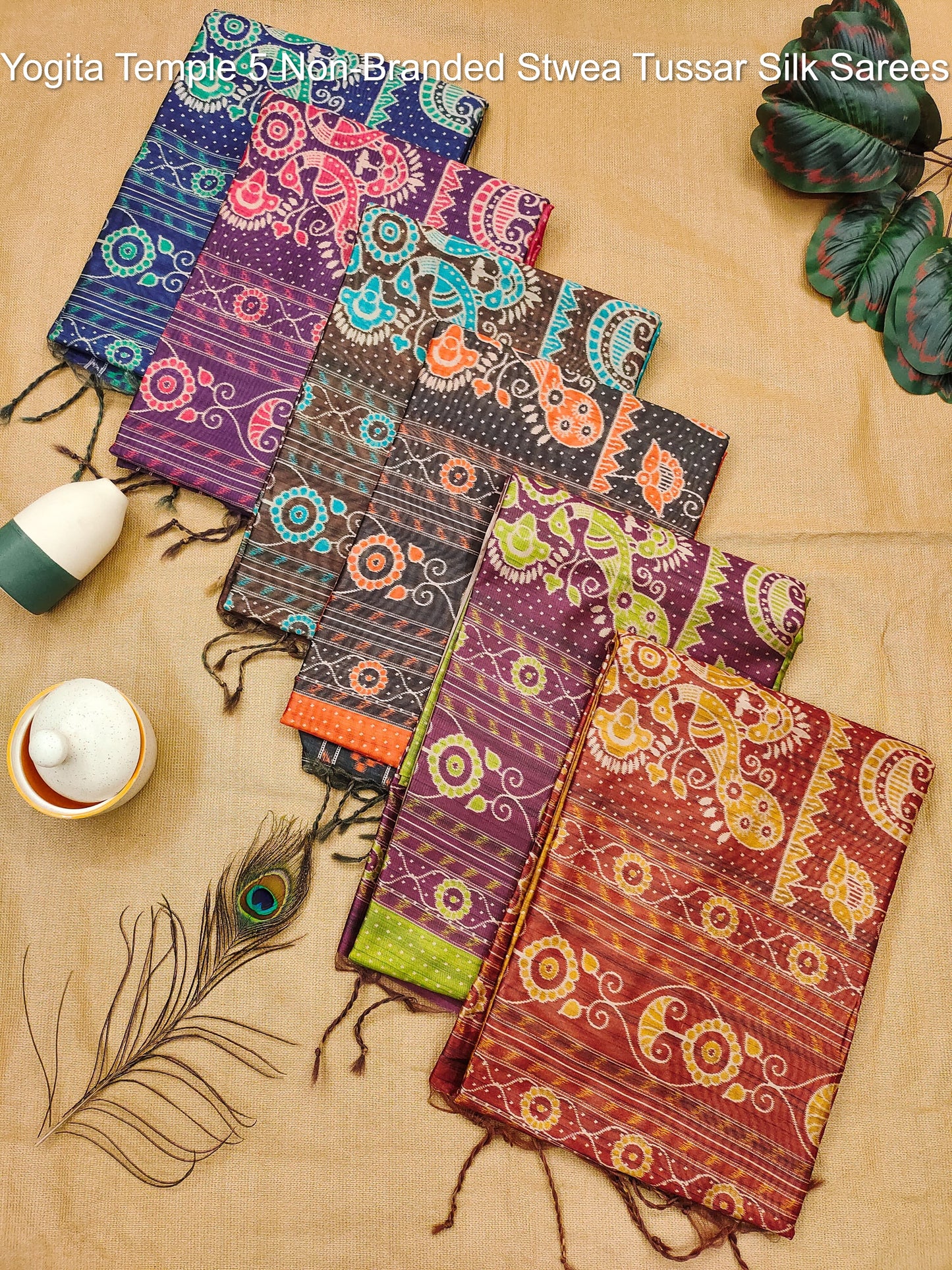 Yogita Temple 5 Non-Branded Stwea Tussar Silk Sarees
