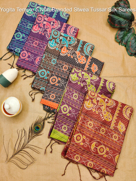 Yogita Temple 5 Non-Branded Stwea Tussar Silk Sarees