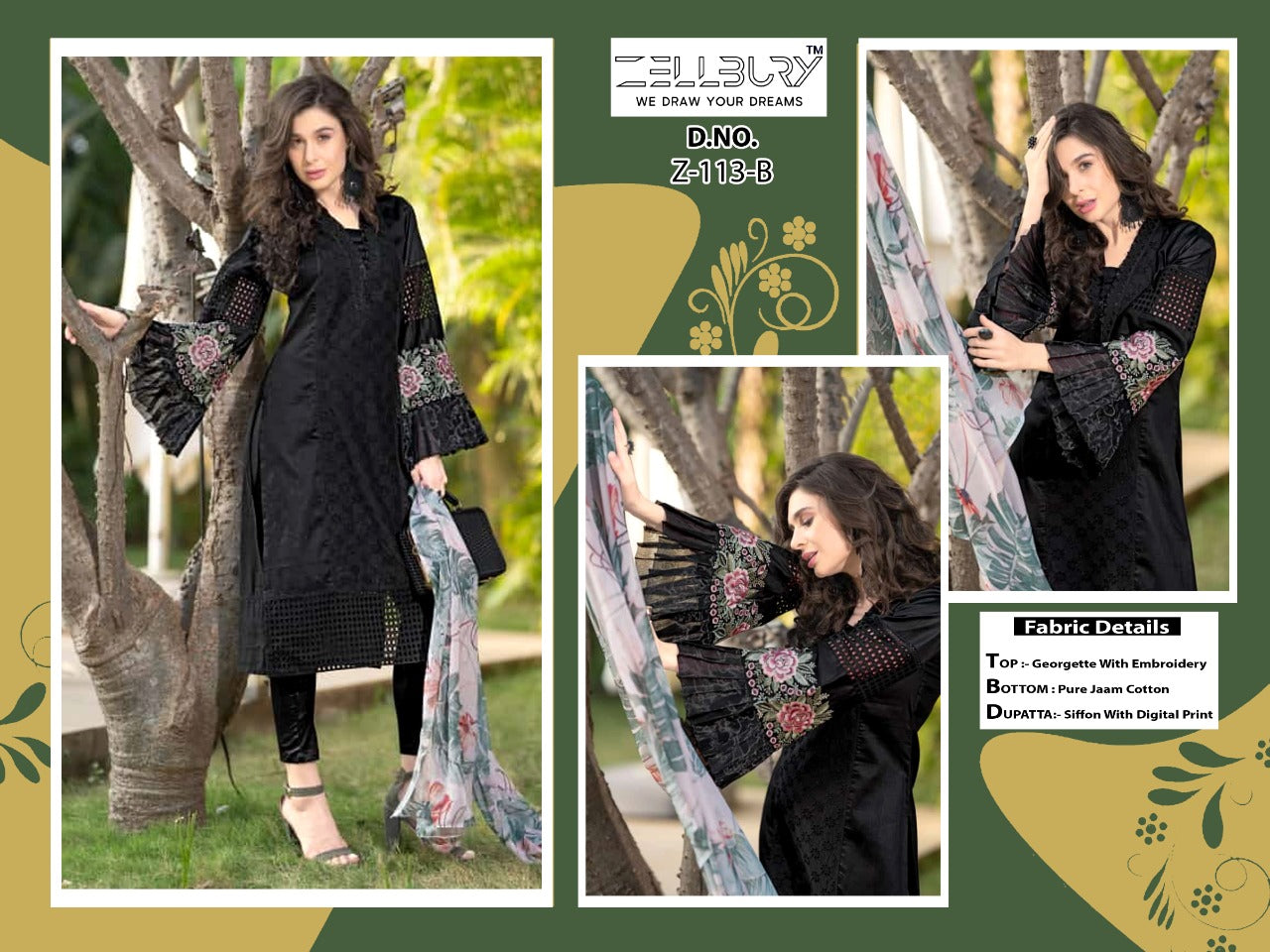 Z-113B Zellbury Embroidered Pakistani Readymade Suits