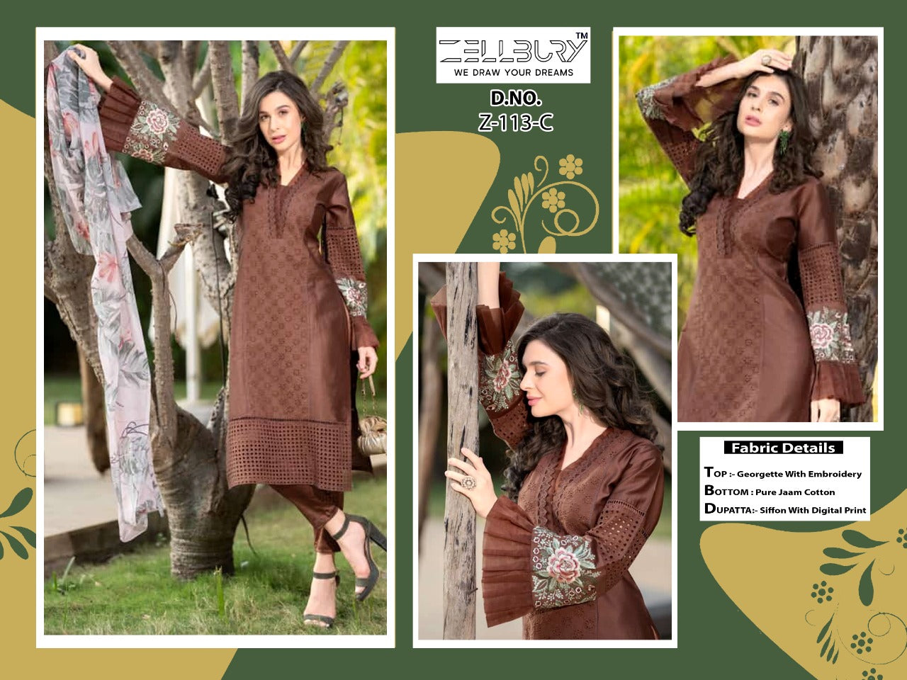 Z-113C Zellbury Embroidered Pakistani Readymade Suits