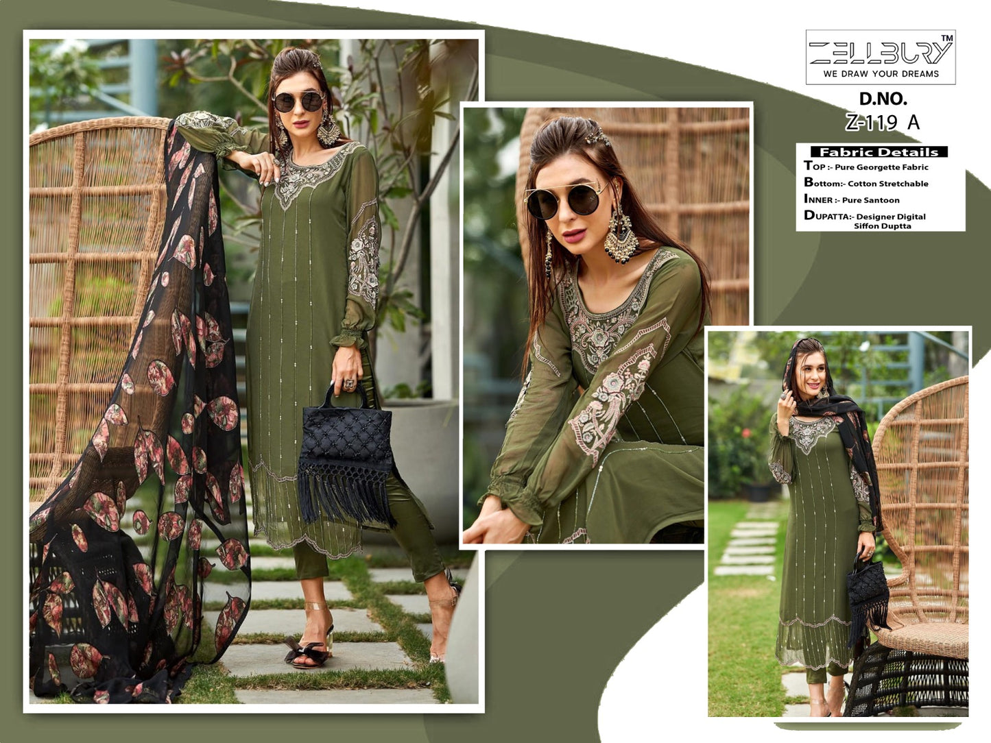 Z-119A Zellbury Georgette Pakistani Readymade Suits