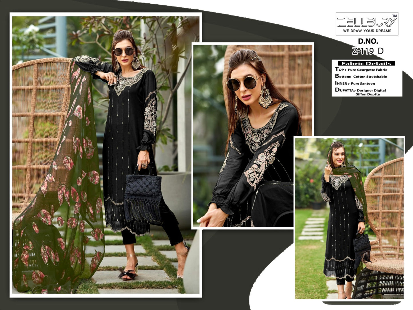 Z-119D Zellbury Georgette Pakistani Readymade Suits