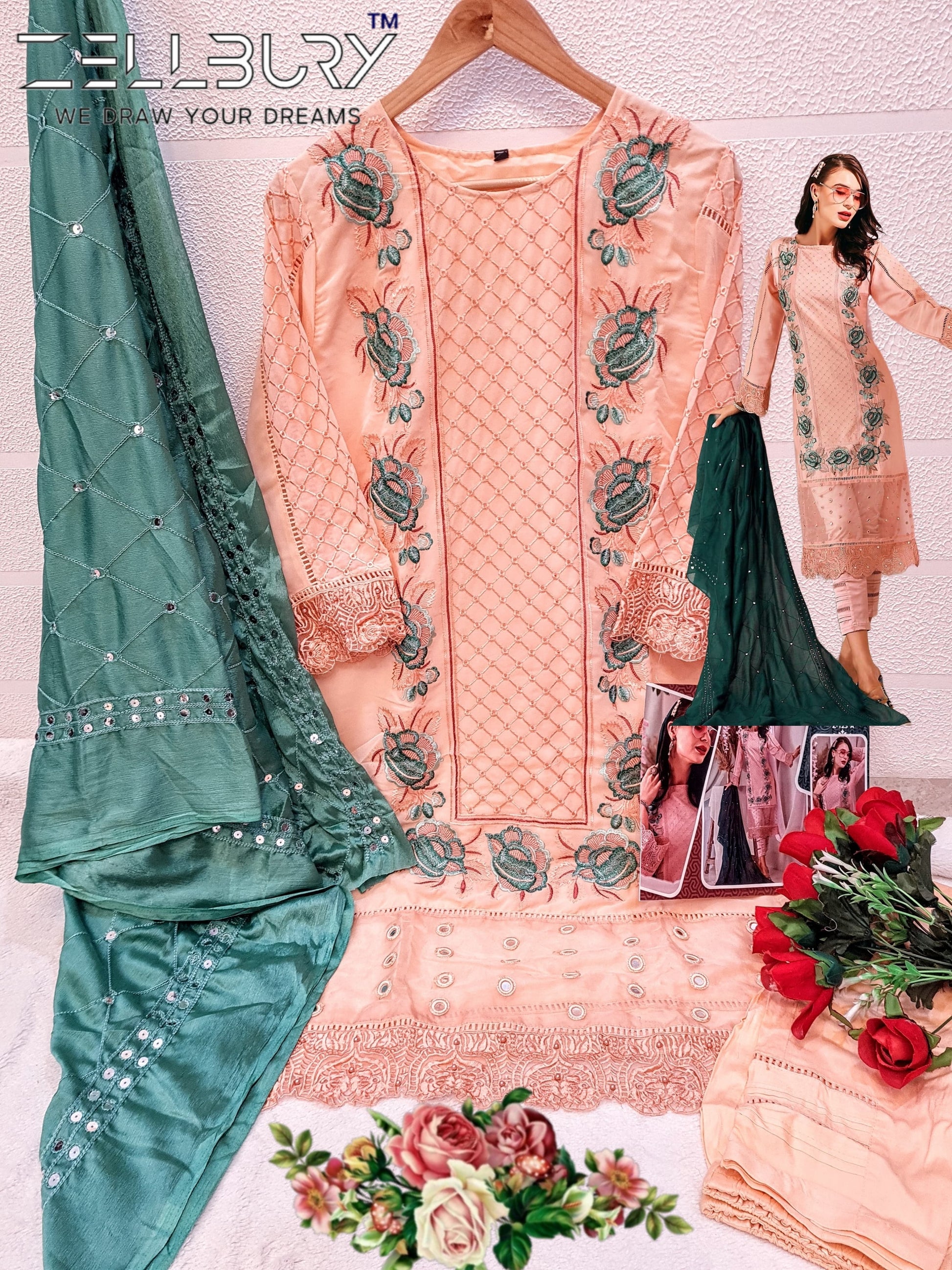 Z- 123A Zellbury Georgette Pakistani Readymade Suits