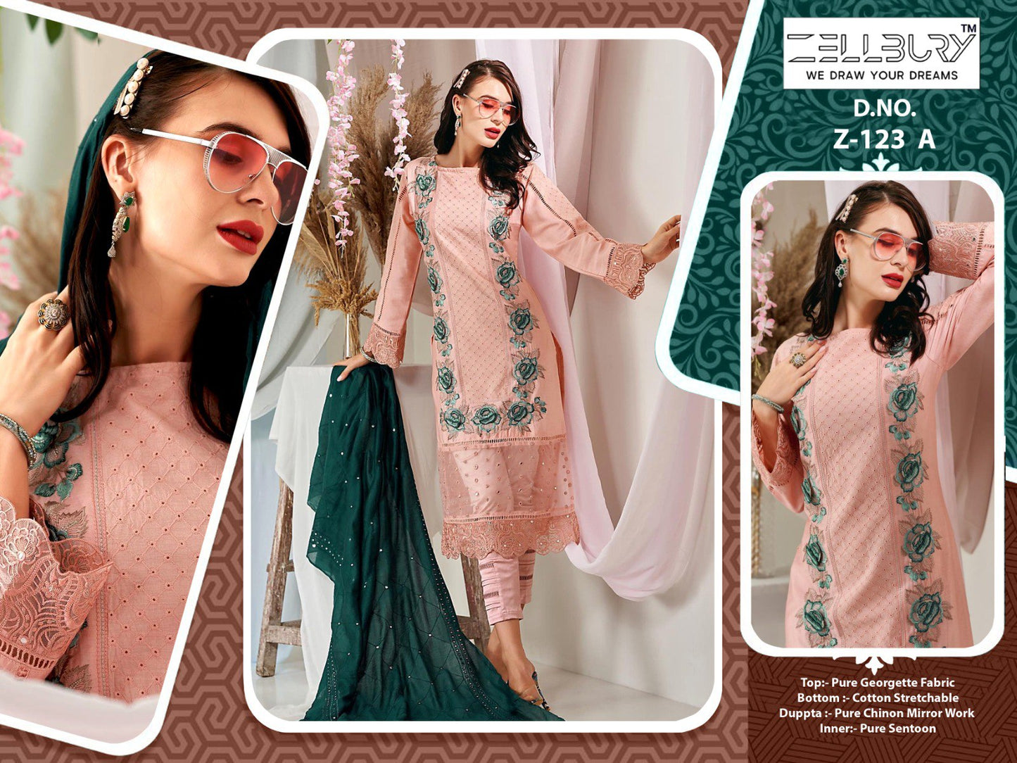 Z- 123A Zellbury Georgette Pakistani Readymade Suits