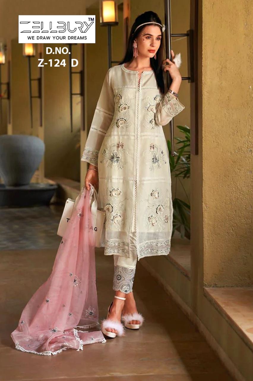 Z-124D Zellbury 3D Flower Pakistani Readymade Suits