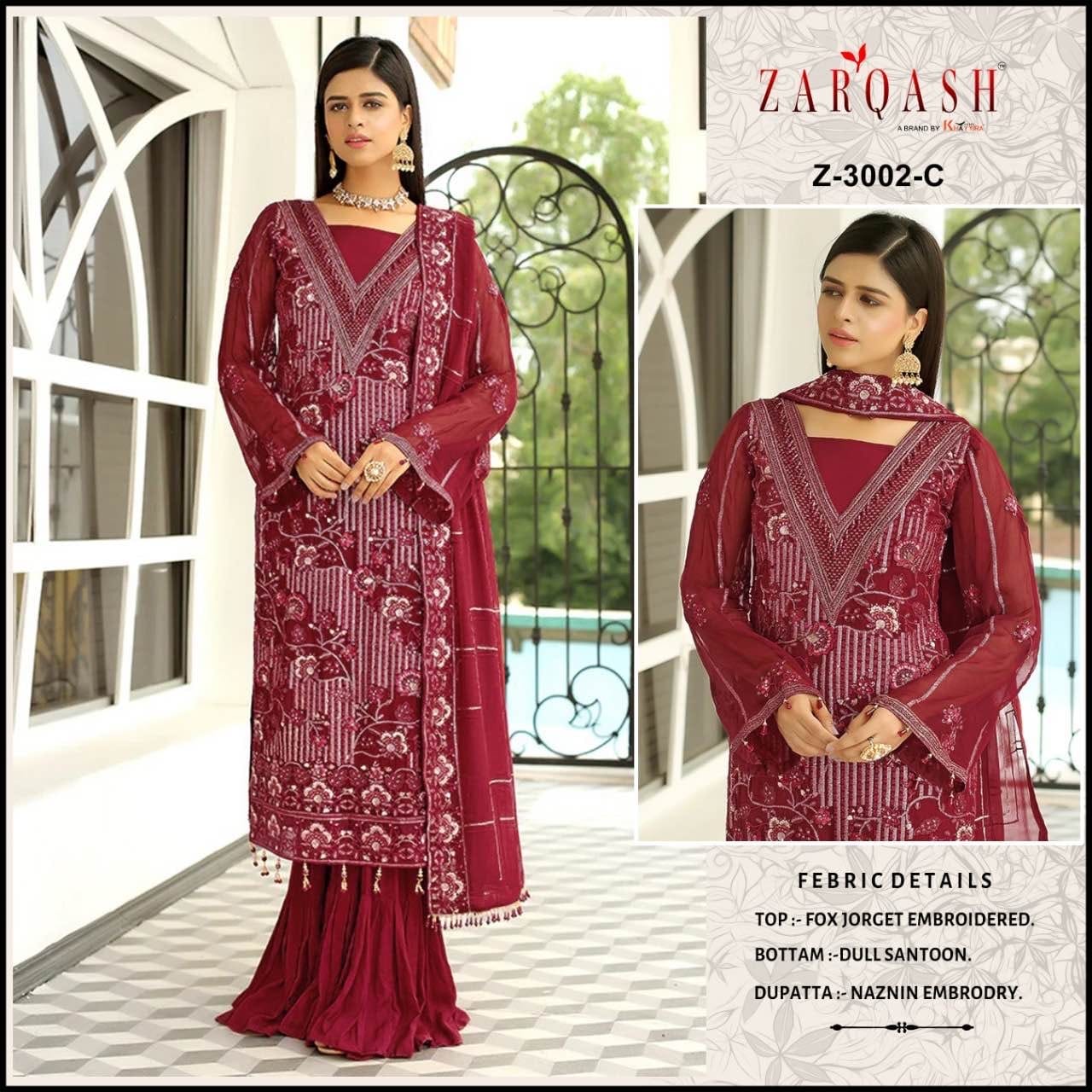 Z-3002C Zarqash Georgette Pakistani Salwar Suits