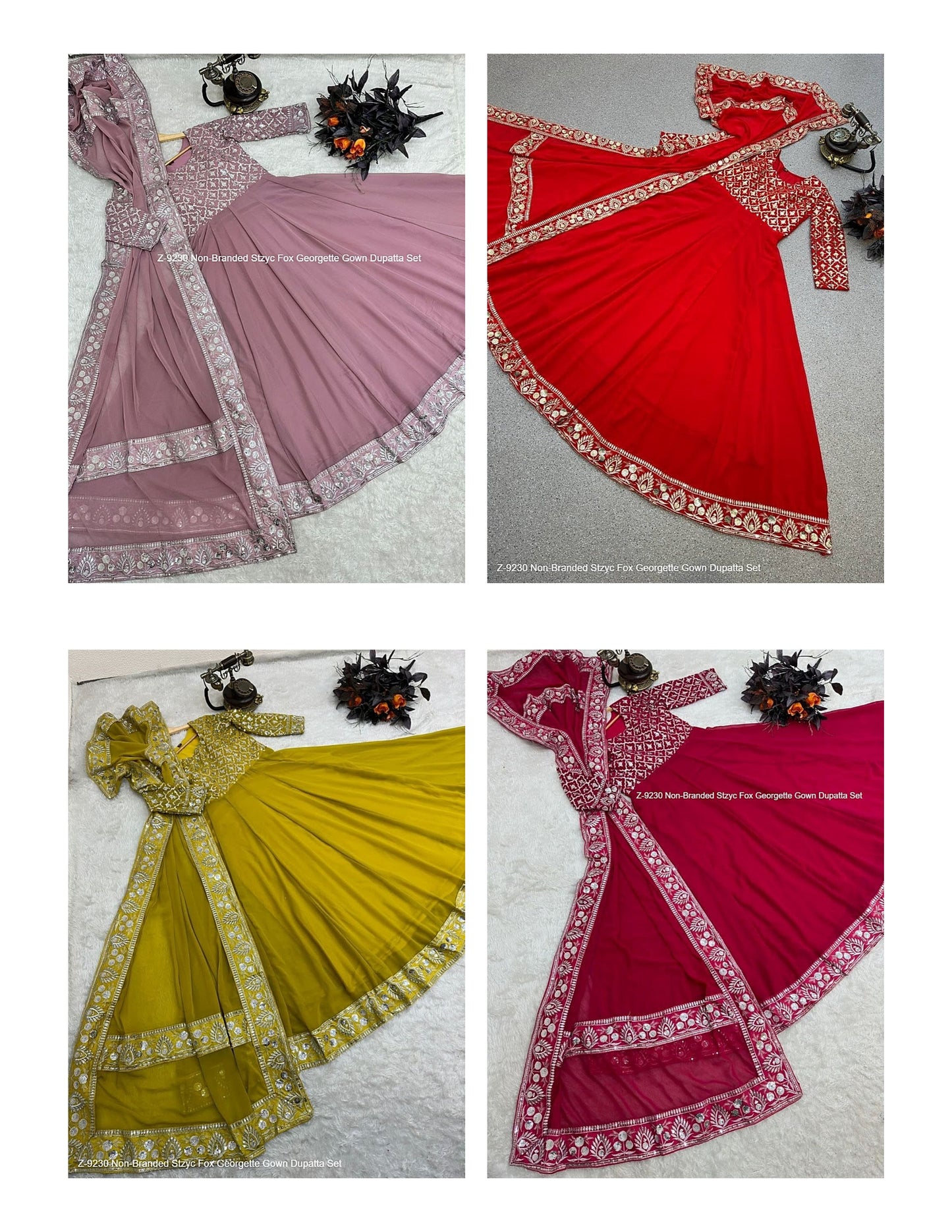 Z-9230 Non-Branded Stzyc Fox Georgette Gown Dupatta Set