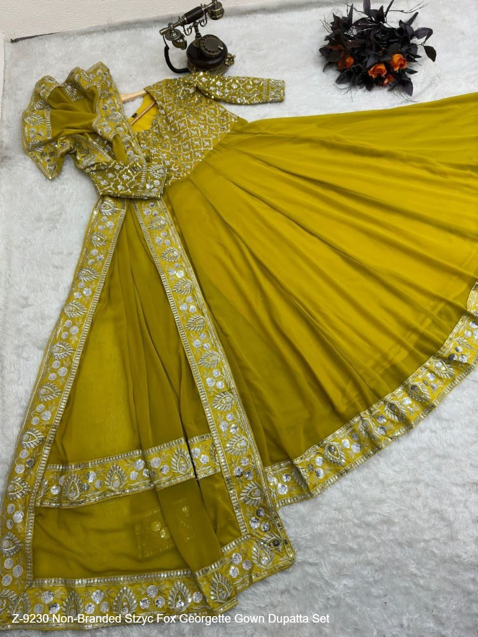 Z-9230 Non-Branded Stzyc Fox Georgette Gown Dupatta Set