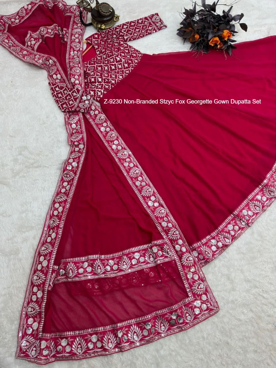 Z-9230 Non-Branded Stzyc Fox Georgette Gown Dupatta Set
