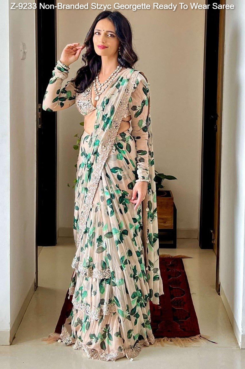 Z-9233 Non-Branded Stzyc Georgette Ready To Wear Saree