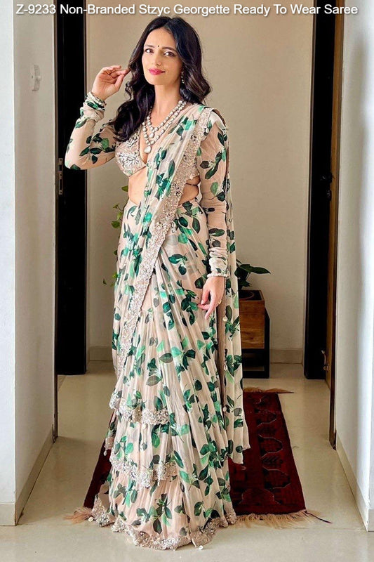Z-9233 Non-Branded Stzyc Georgette Ready To Wear Saree