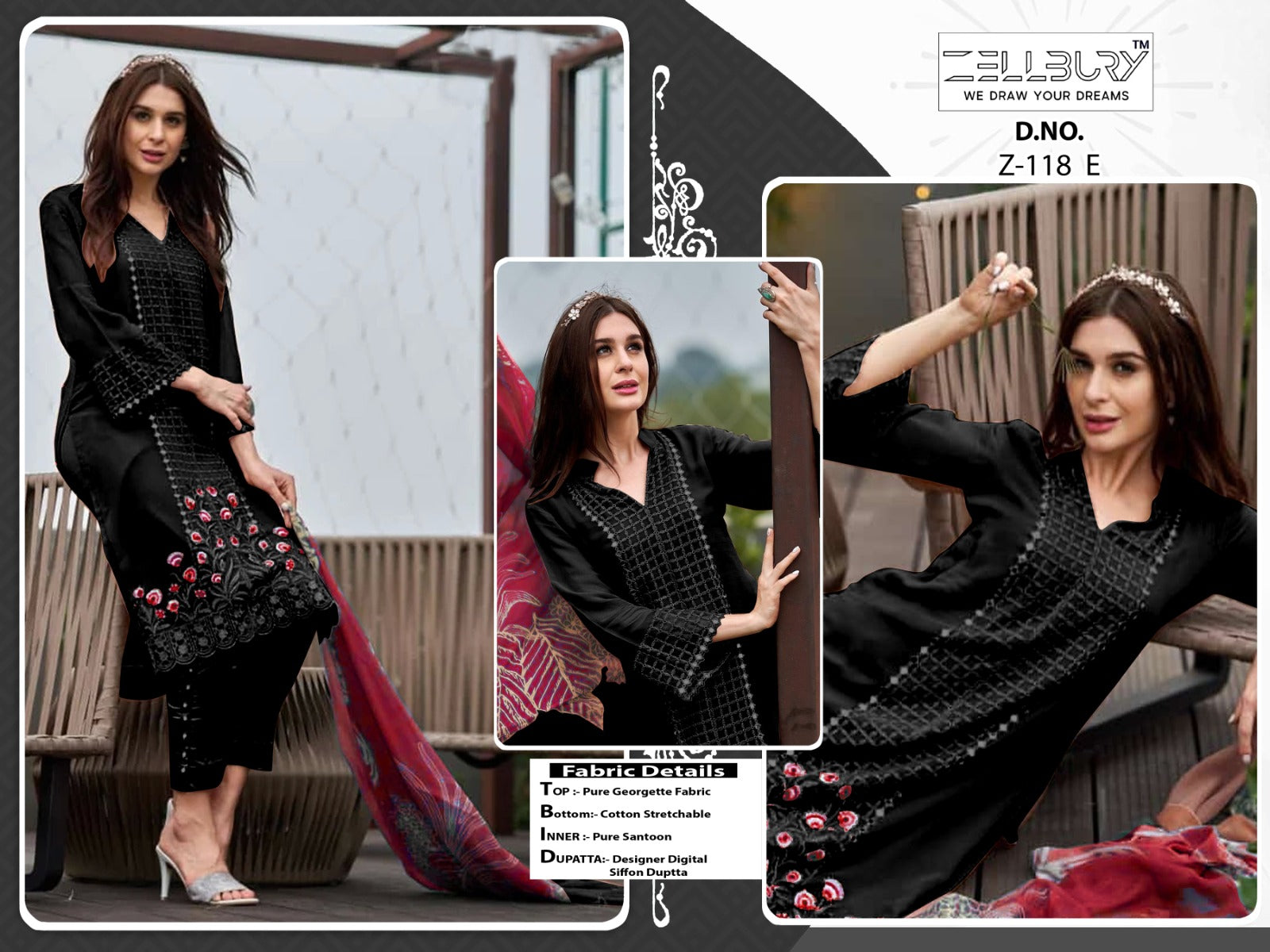 Z 118-E Zellbury Handwork Pakistani Readymade Suits