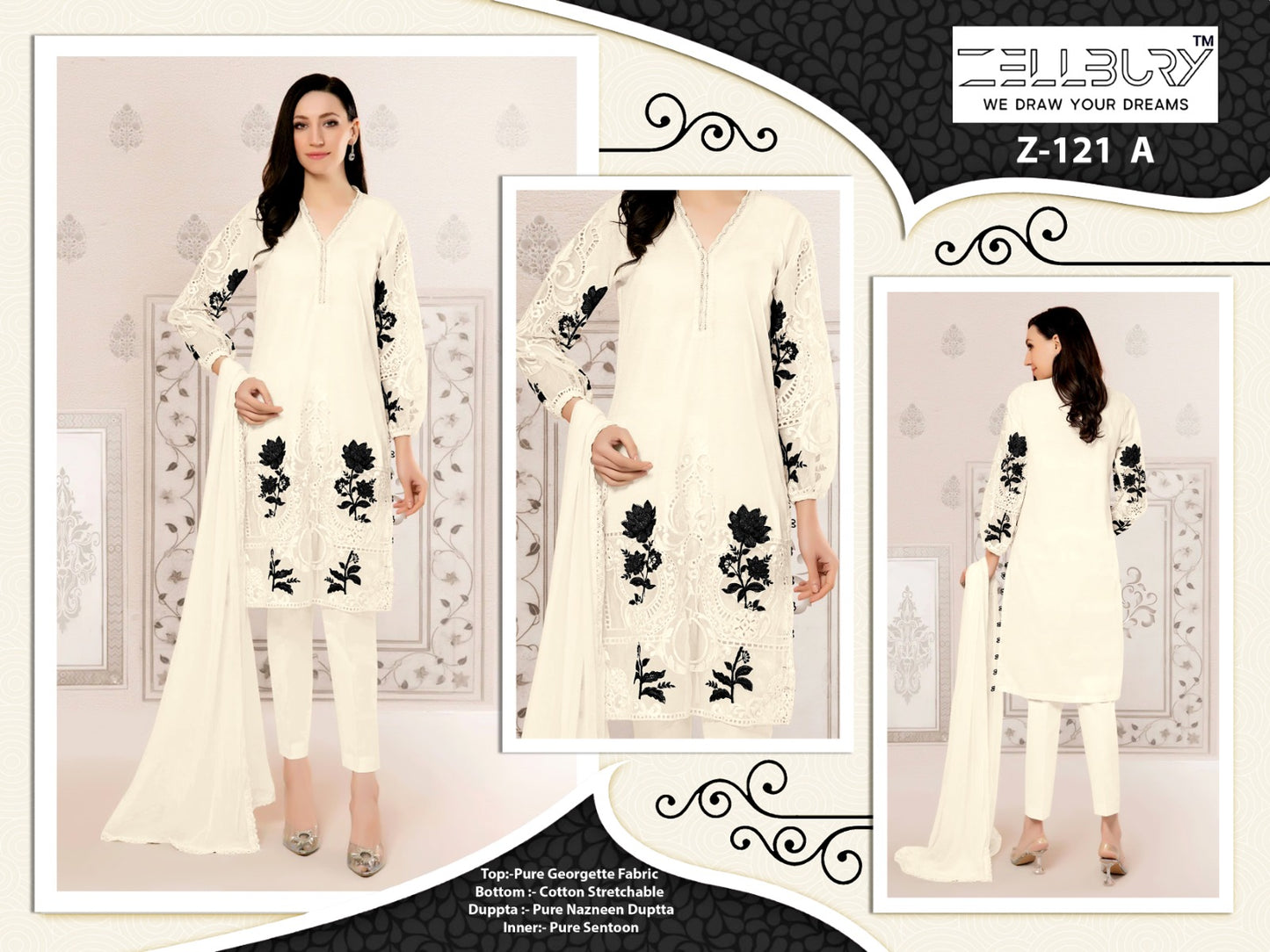 Z 121-A Zellbury Georgette Pakistani Readymade Suits