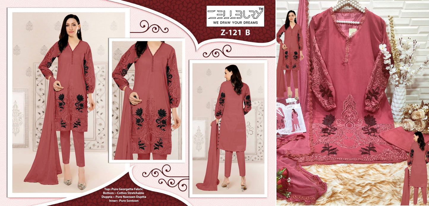 Z 121-B Zellbury Georgette Pakistani Readymade Suits