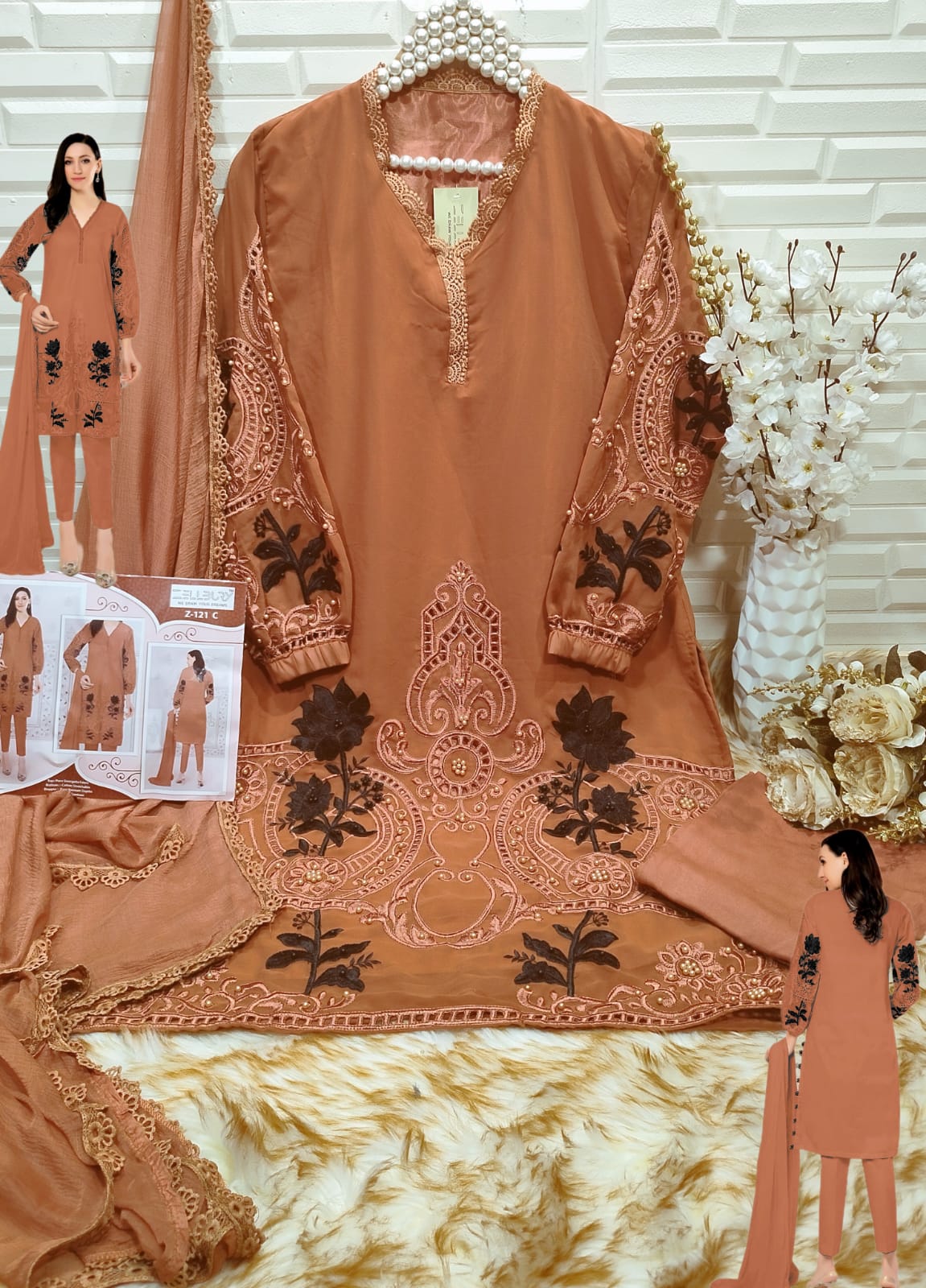 Z 121-C Zellbury Georgette Pakistani Readymade Suits