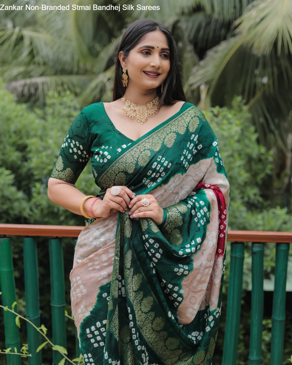 Zankar Non-Branded Stmai Bandhej Silk Sarees