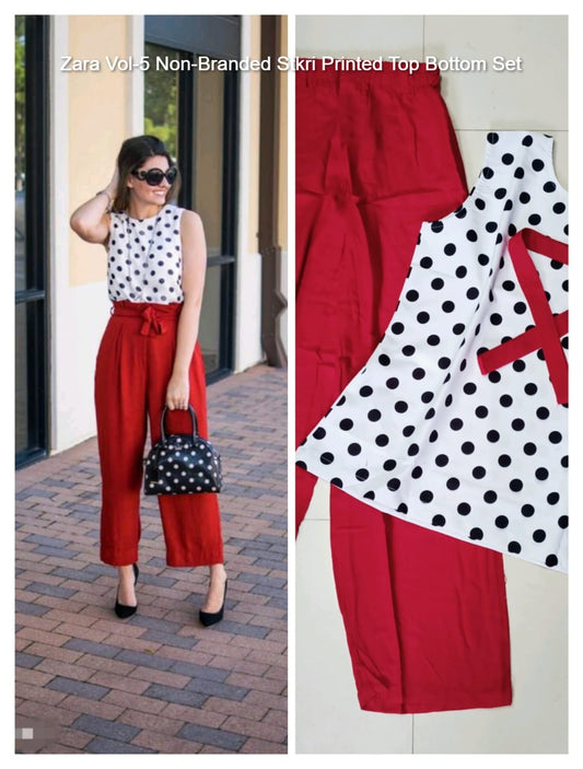 Zara Vol-5 Non-Branded Stkri Printed Top Bottom Set