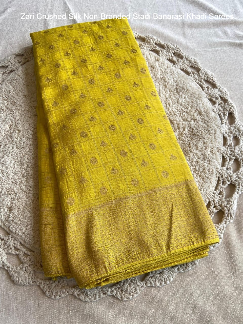 Zari Crushed Silk Non-Branded Stadi Digital Print Sarees