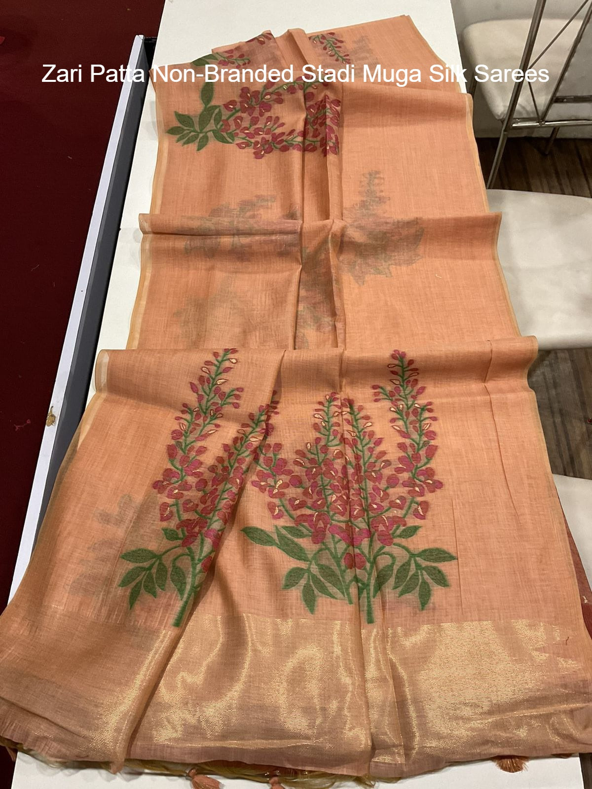 Zari Patta Non-Branded Stadi Muga Silk Sarees