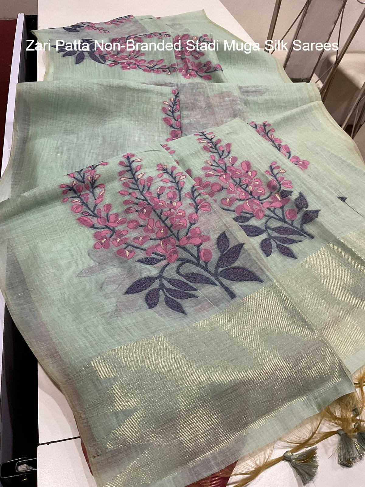 Zari Patta Non-Branded Stadi Muga Silk Sarees