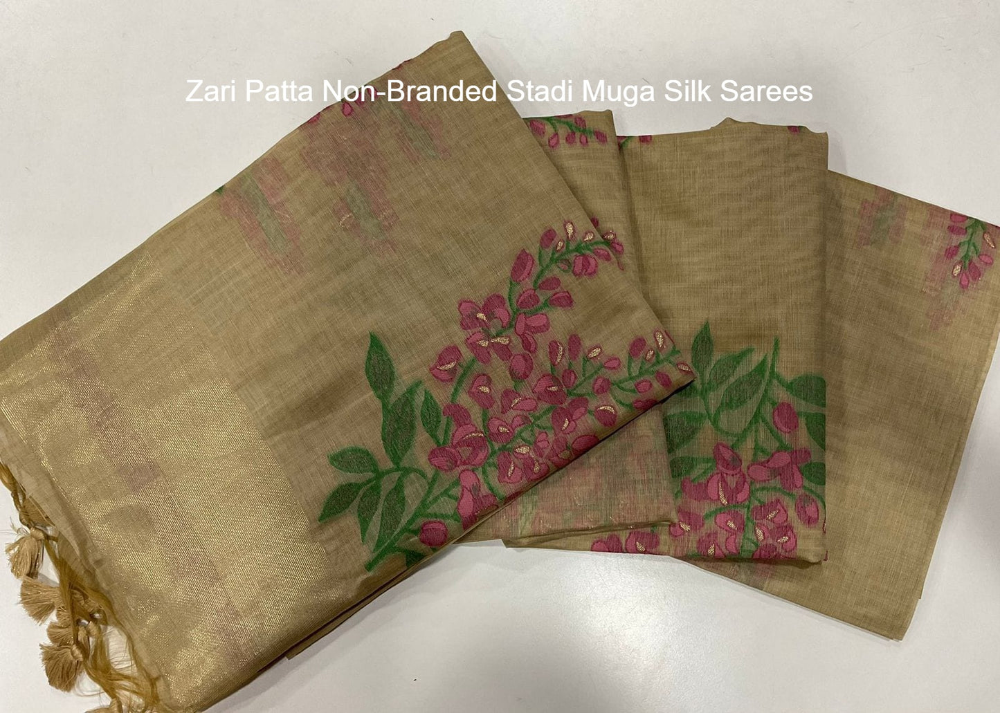 Zari Patta Non-Branded Stadi Muga Silk Sarees