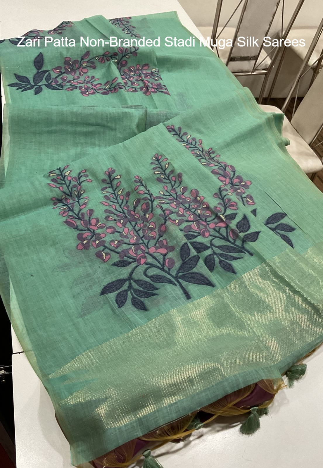 Zari Patta Non-Branded Stadi Muga Silk Sarees