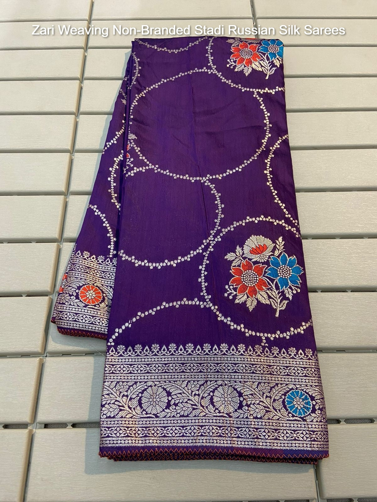 Zari Weaving Non-Branded Stadi Russian Silk Sarees