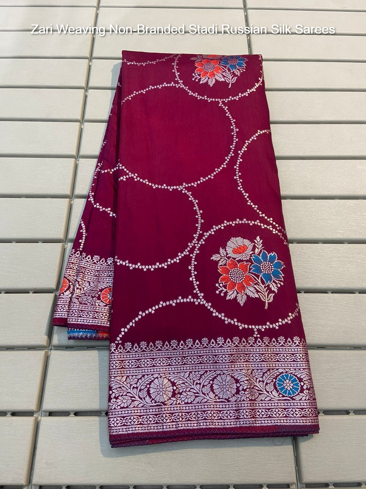 Zari Weaving Non-Branded Stadi Russian Silk Sarees