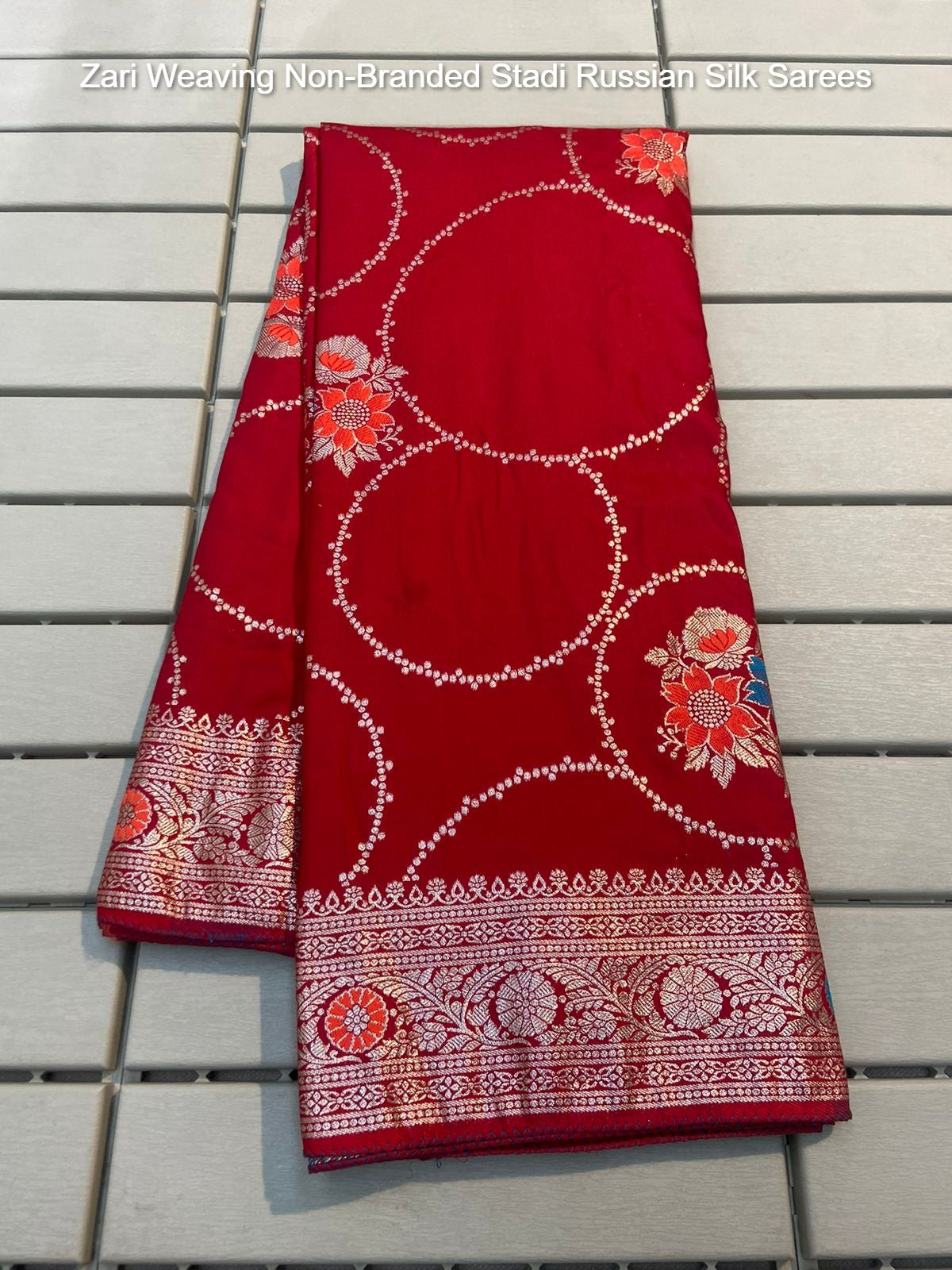 Zari Weaving Non-Branded Stadi Russian Silk Sarees