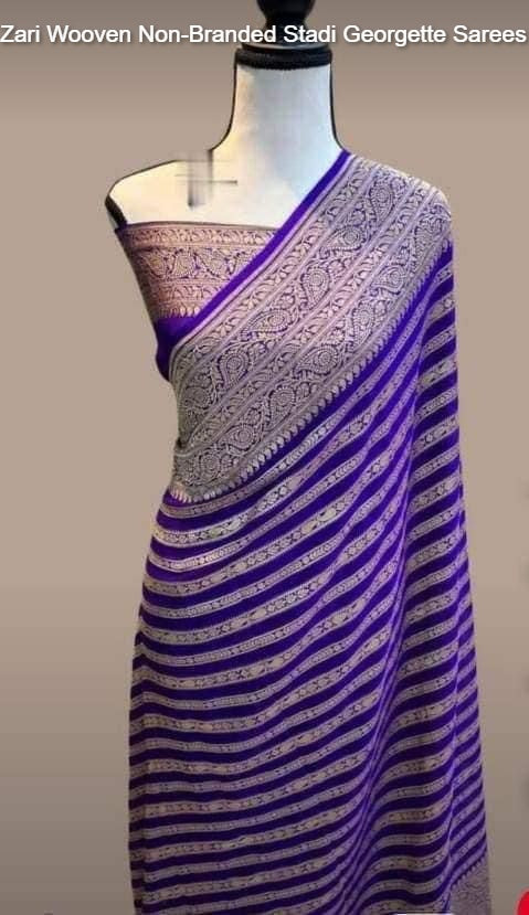 Zari Wooven Non-Branded Stadi Georgette Sarees