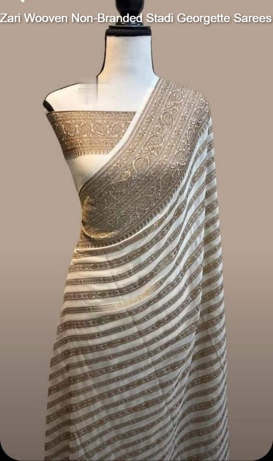 Zari Wooven Non-Branded Stadi Georgette Sarees
