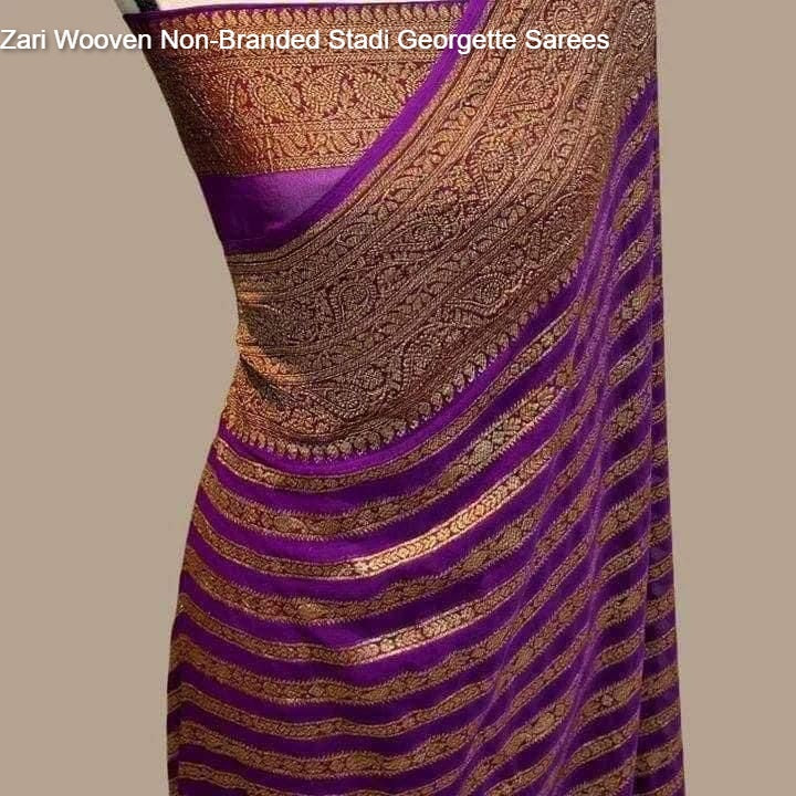 Zari Wooven Non-Branded Stadi Georgette Sarees