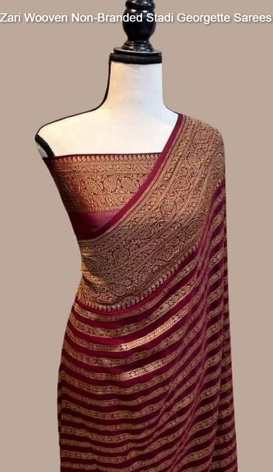 Zari Wooven Non-Branded Stadi Georgette Sarees
