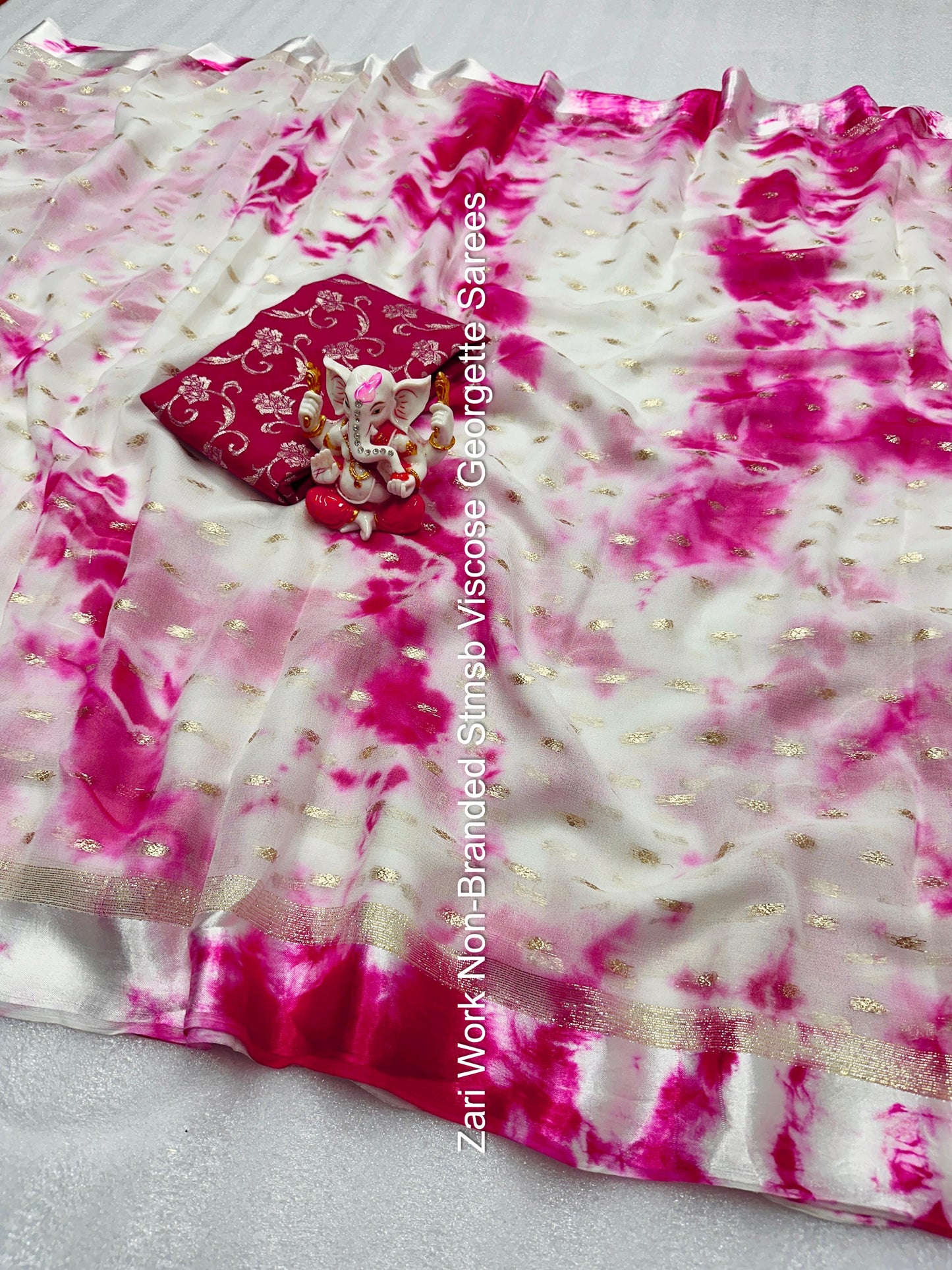 Zari Work Non-Branded Stmsb Viscose Georgette Sarees