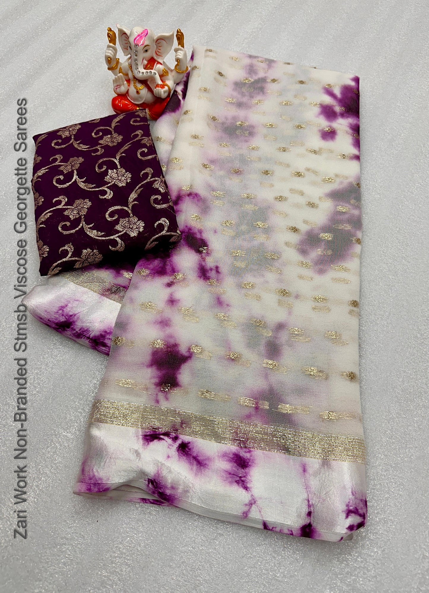 Zari Work Non-Branded Stmsb Viscose Georgette Sarees