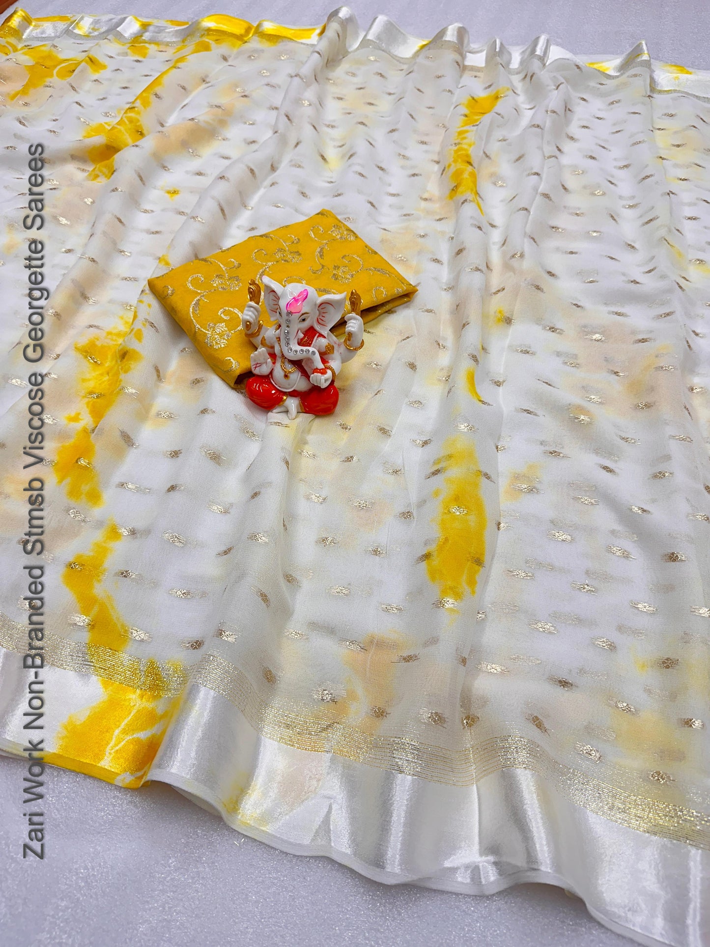 Zari Work Non-Branded Stmsb Viscose Georgette Sarees