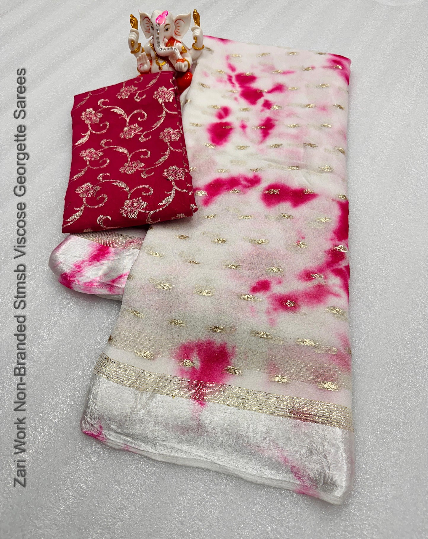 Zari Work Non-Branded Stmsb Viscose Georgette Sarees