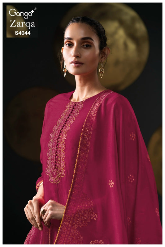 Zarqa 4044 Ganga Premium Unstitched Suits