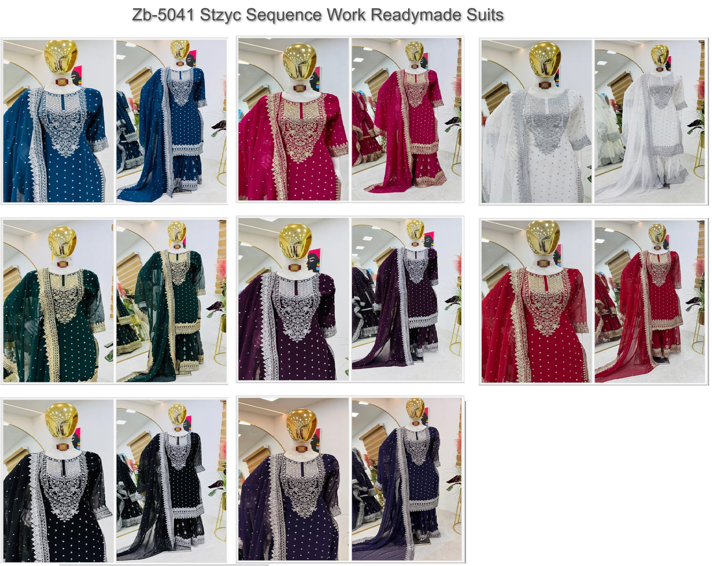 Zb-5041 Stzyc Sequence Work Readymade Suits