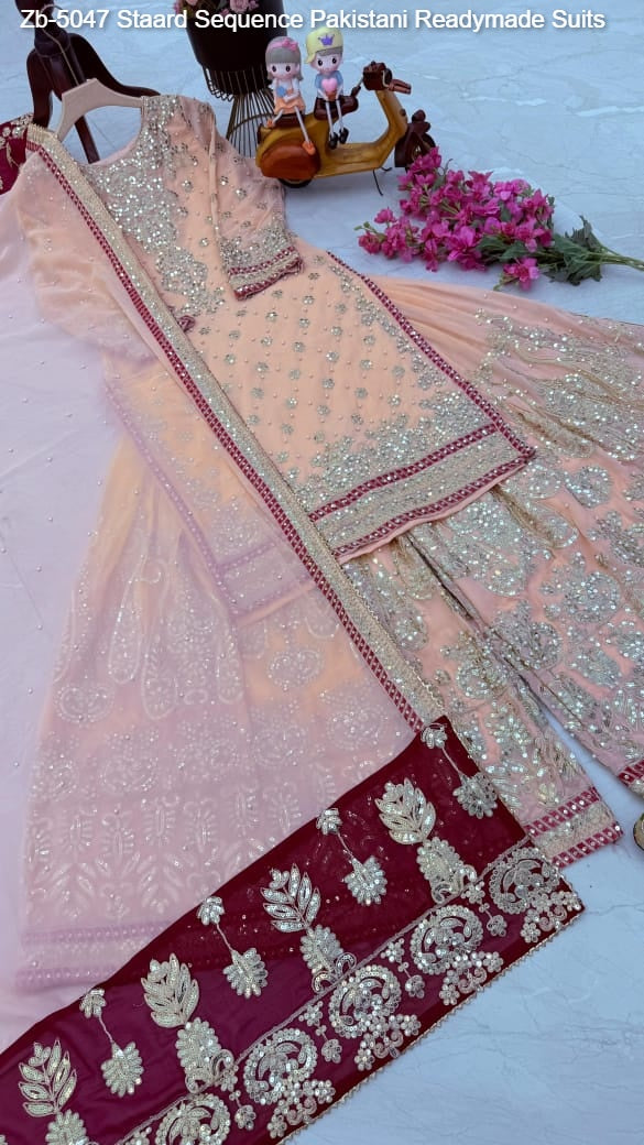 Zb-5047 Staard Sequence Pakistani Readymade Suits