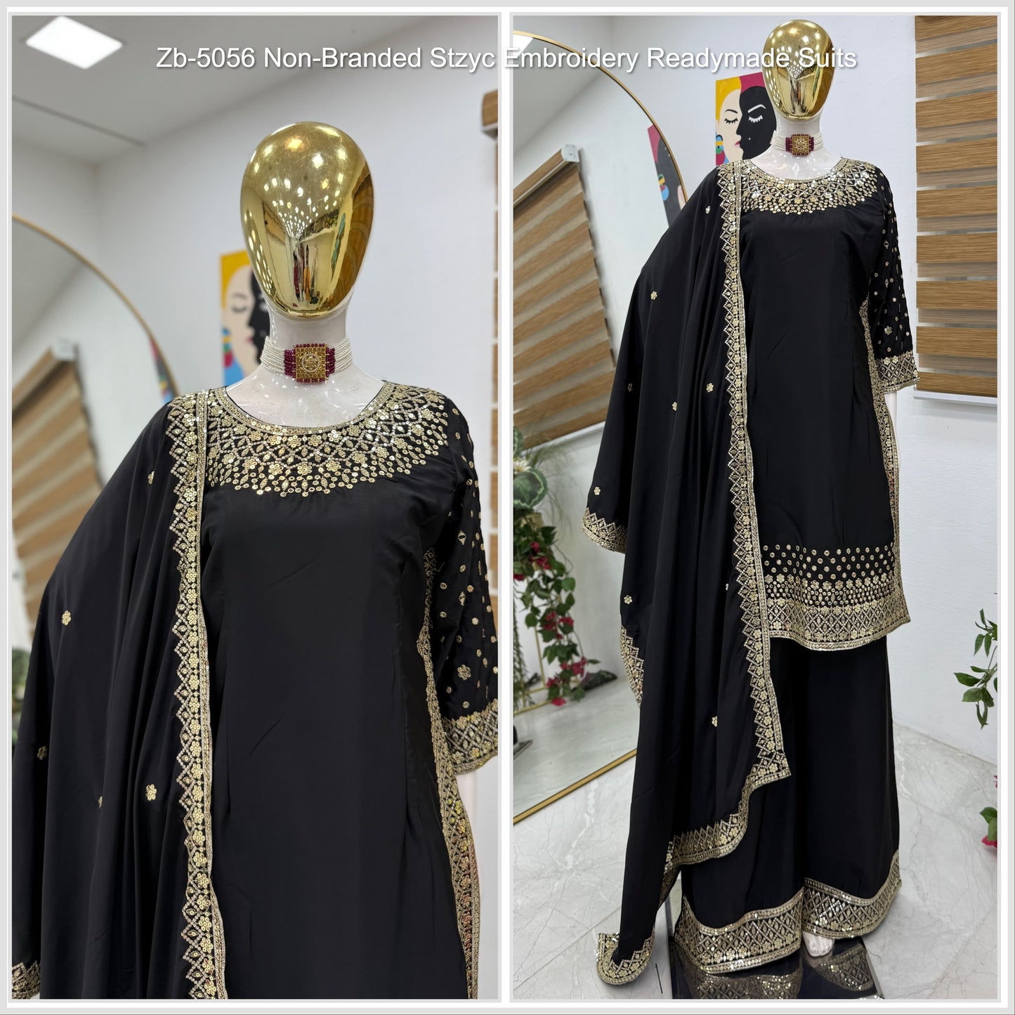 Zb-5056 Non-Branded Stzyc Embroidery Readymade Suits